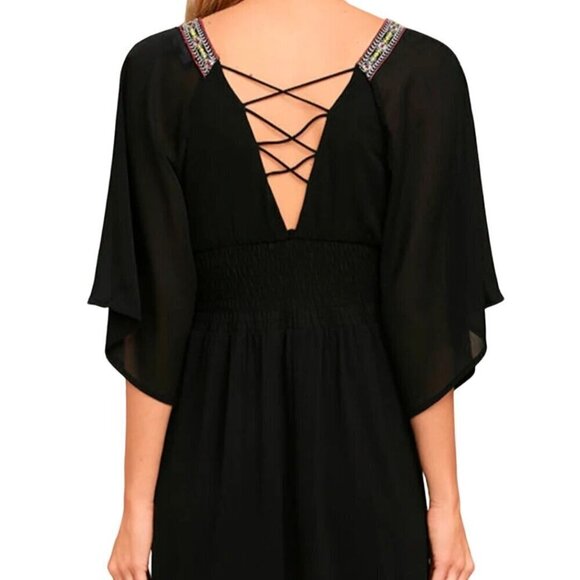 Lulus Reign Check Black Embroidered Dress Size M - Picture 6 of 14